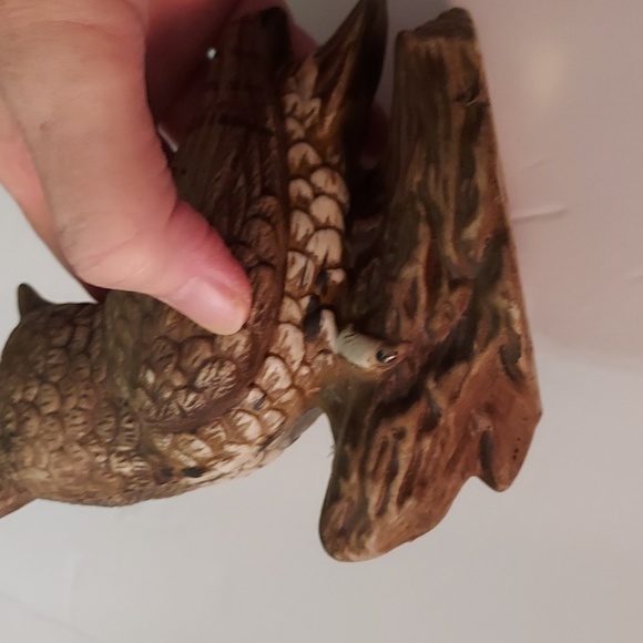 Homco Ceramic Owl on a Log,Brown/White,5in.Hx6in.Lx3inW. - Picture 6 of 7